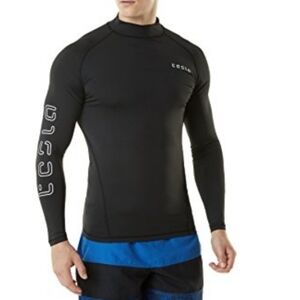 MENS TESLA LONG SLEEVE BLACK COMPRESSION SHIRT SIGNATURE LOGO MEDIUM